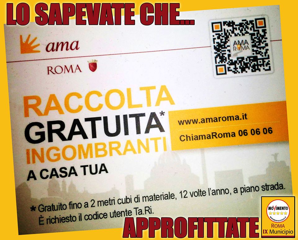 Raccolta GRATUITA rifiuti ingombranti a casa tua